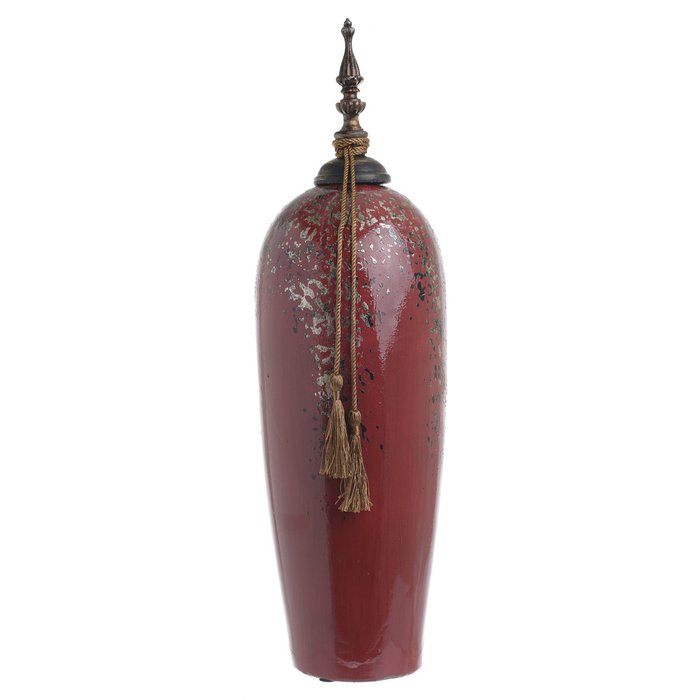 Керамическая ваза с крышкой красного цвета