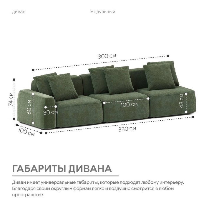 Диван модульный Норд зеленого цвета - лучшие Прямые диваны в INMYROOM