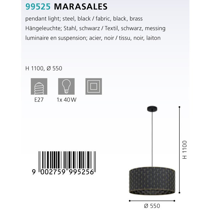 Подвесной светильник Marasales черного цвета - лучшие Подвесные светильники в INMYROOM