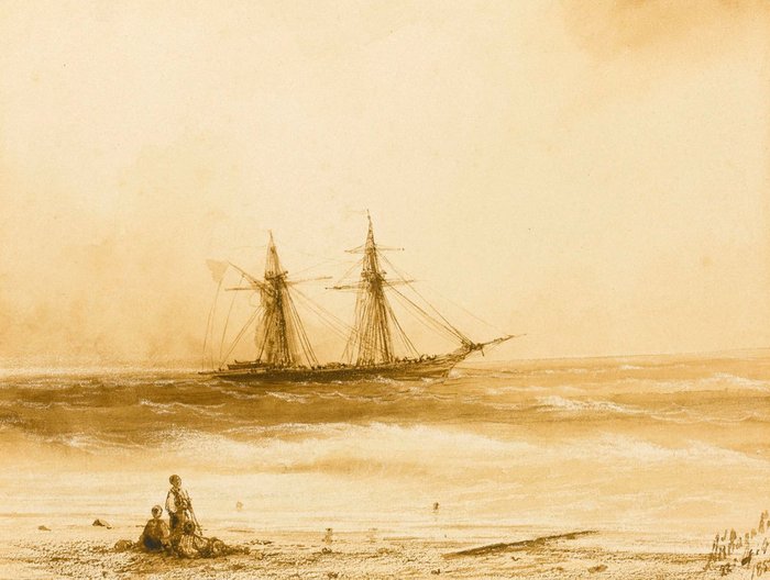 Репродукция картины на холсте Корабль отплывающий от турецкого побережья 