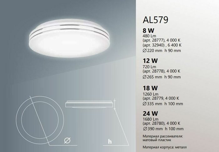 Потолочный светодиодный светильник Feron AL579 28778 - купить Потолочные светильники по цене 444.0
