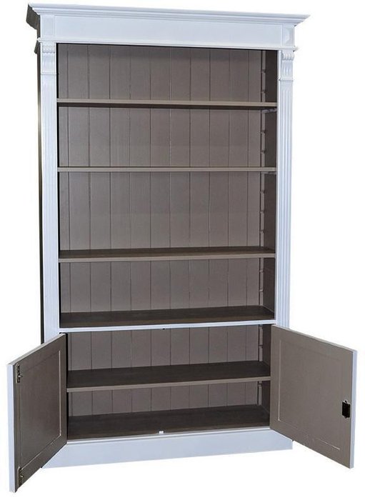 Книжный шкаф  двухдверный Брюгге бело-серого цвета - купить Книжные шкафы по цене 174300.0