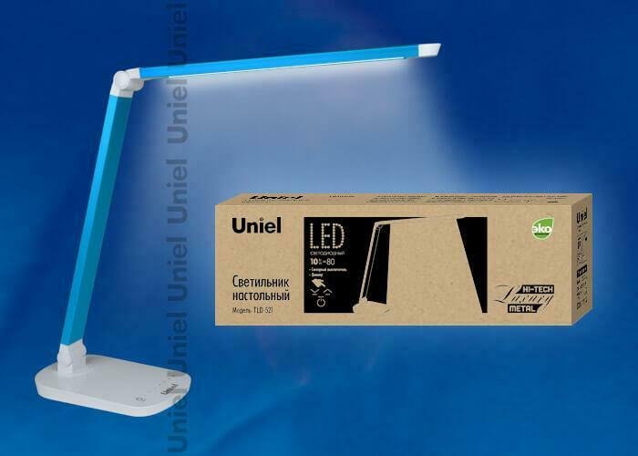Настольная лампа (10084) Uniel TLD-521 Blue/LED/800Lm/5000K/Dimmer - купить Рабочие лампы по цене 3066.0