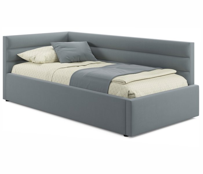 Кровать Aura 90х200 серого цвета с подъемным механизмом Кровать Aura 90х200 серого цвета с подъемным механизмом