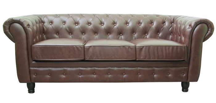 Кожаный диван Chesterfield brown 3S