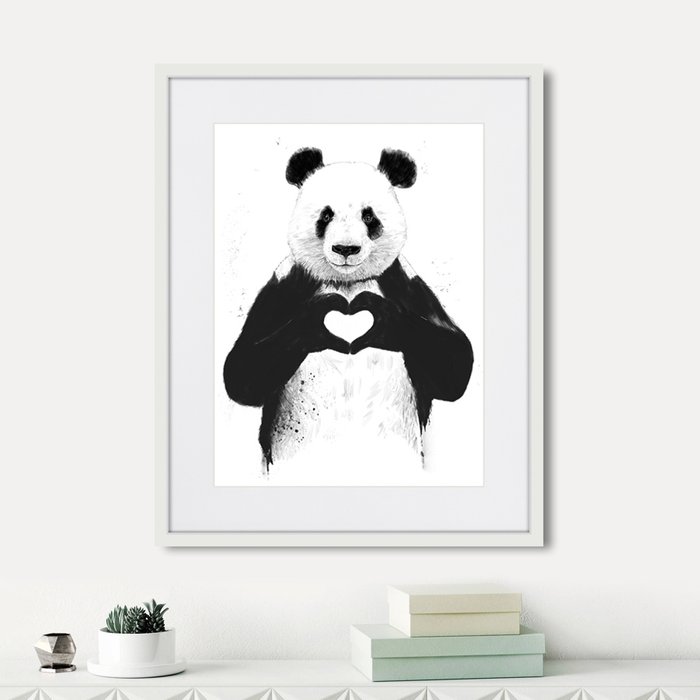 Набор из трех репродукций картин Pandas в деревянной раме - лучшие Картины в INMYROOM