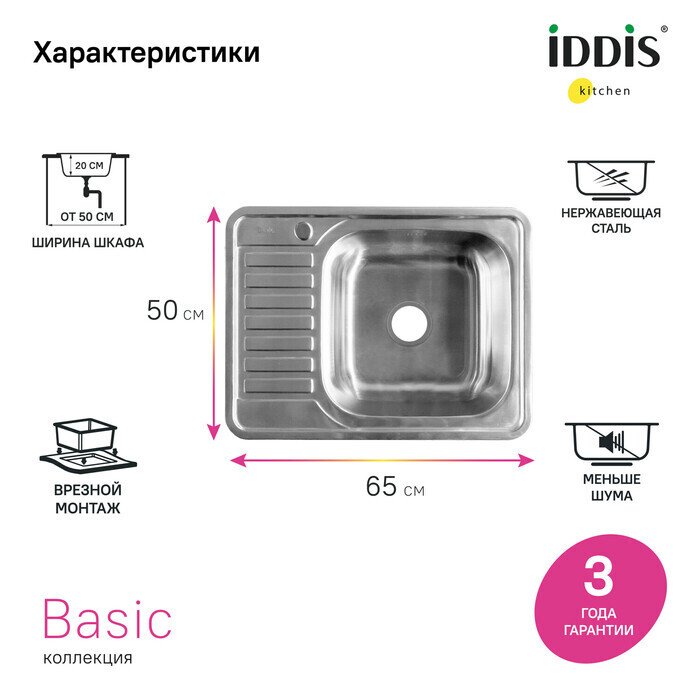 Мойка IDDIS Basiс 44х44 из нержавеющей стали чаша справа - лучшие Кухонные мойки в INMYROOM Мойка IDDIS Basiс 44х44 из нержавеющей стали чаша справа - лучшие Кухонные мойки в INMYROOM