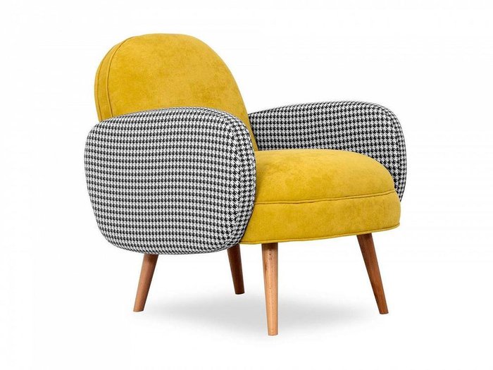 Кресло Bordo желтого цвета с коричневыми ножками  - лучшие Интерьерные кресла в INMYROOM