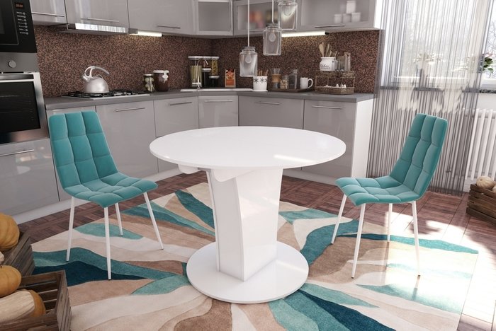 Стол обеденный раскладной Turin-6 белого цвета - лучшие Обеденные столы в INMYROOM