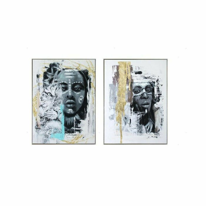 Картина 60 x 3,5 x 80 cm Колониальный Африканка (2 штук)