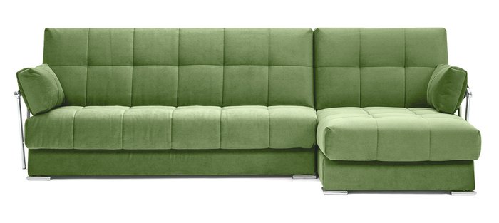 Угловой диван с подлокотниками Дудинка Galaxy зеленого цвета