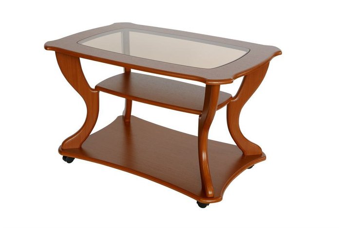 Стол журнальный Маэстро со стеклом СЖС-02 цвета вишня - лучшие Кофейные столики в INMYROOM