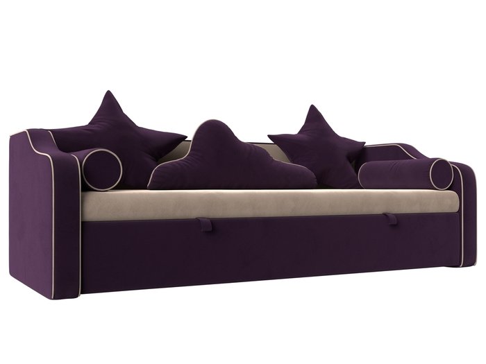 Прямой диван-кровать Рико темно-фиолетового цвета