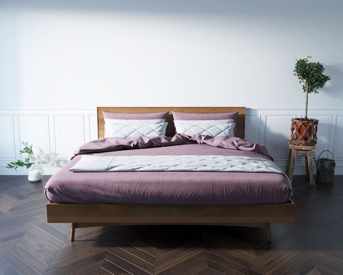 Кровать двуспальная Bruni из массива и шпона ясеня 160х200 - лучшие Кровати для спальни в INMYROOM