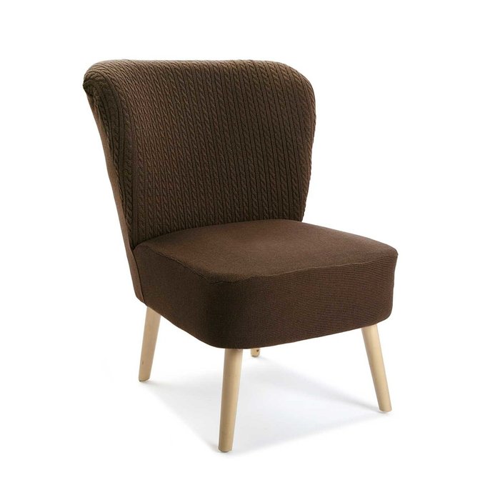 Кресло с обивкой из хлопка коричневого цвета - купить Интерьерные кресла по цене 43400.0
