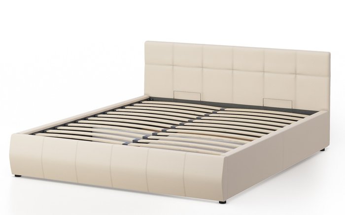 Кровать Венера-1 160х200 бежевого цвета с подъемным механизмом (экокожа) - купить Кровати для спальни по цене 23056.0