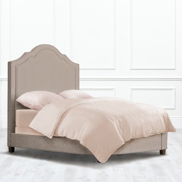 Кровать Harmony из массива с обивкой бежевого цвета