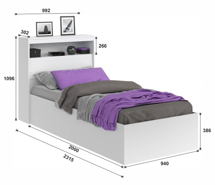 Кровать с двумя тумбами Виктория 90х200 белого цвета - купить Спальные гарнитуры по цене 13100.0