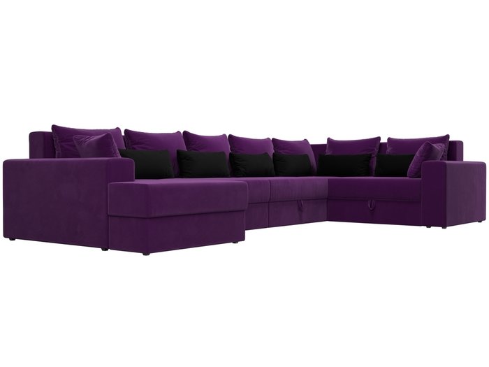 Угловой диван-кровать Мэдисон фиолетово-черного цвета - лучшие Угловые диваны в INMYROOM