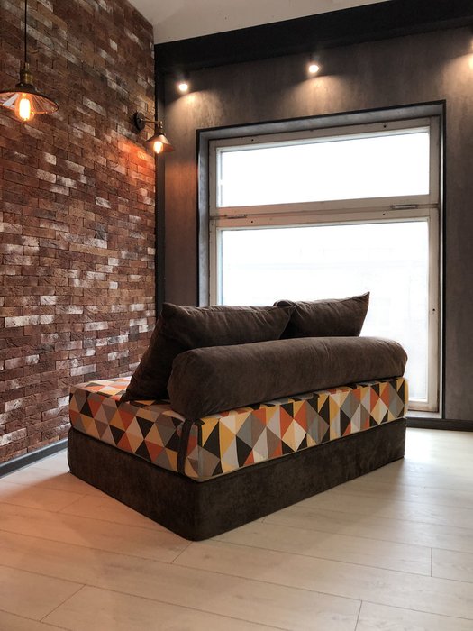 Бескаркасный диван-кровать Puzzle Bag XL коричнево-желтого цвета - лучшие Бескаркасная мебель в INMYROOM
