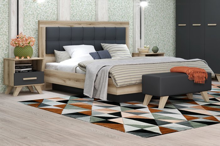 Кровать Вега 180х200 черно-бежевого цвета с подъемным механизмом - лучшие Кровати для спальни в INMYROOM