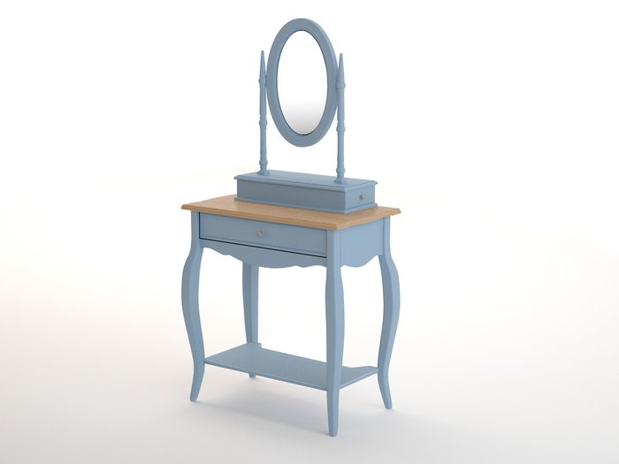 Голубой туалетный столик "Leontina" с зеркалом - лучшие Туалетные столики в INMYROOM