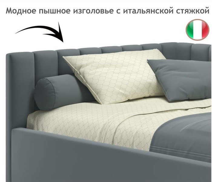 Кровать Milena 120х200 серого цвета без подъемного механизма - лучшие Кровати для спальни в INMYROOM