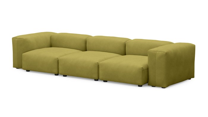 Прямой диван Фиджи трехсекционный горчично-зеленого цвета - купить Прямые диваны по цене 75300.0
