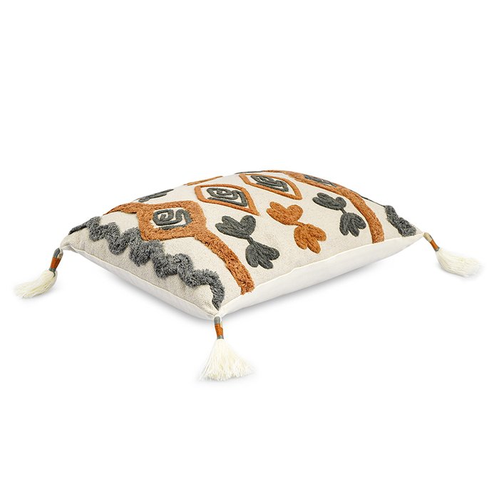 Подушка декоративная  Abstract play 30х45 с бахромой и вышивкой  - лучшие Декоративные подушки в INMYROOM