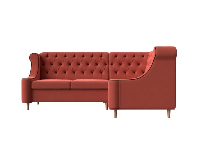 Угловой диван Бронкс кораллового цвета правый угол - купить Угловые диваны по цене 62999.0