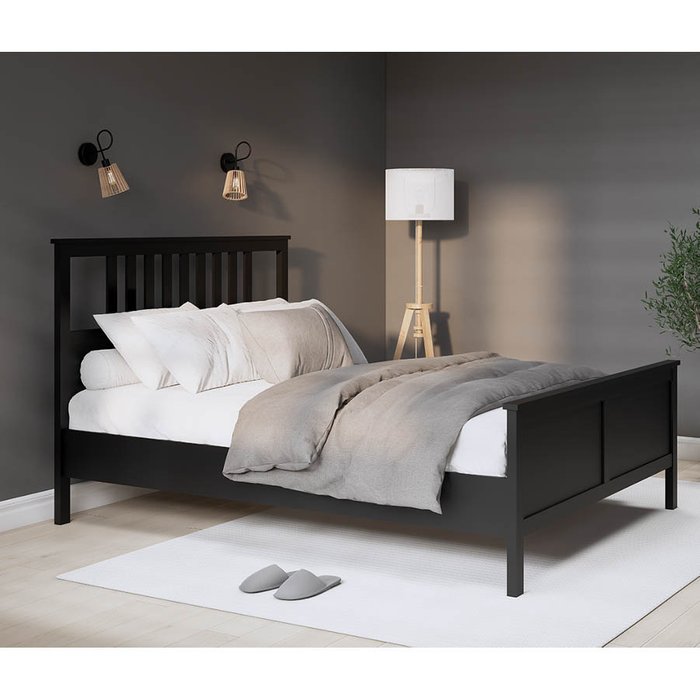 Кровать Кымор 140х200 черного цвета без подъемного механизма - купить Кровати для спальни по цене 37990.0