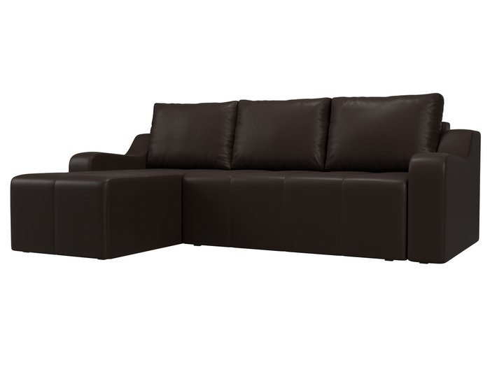 Угловой диван-кровать Элида коричневого цвета (экокожа) левый угол