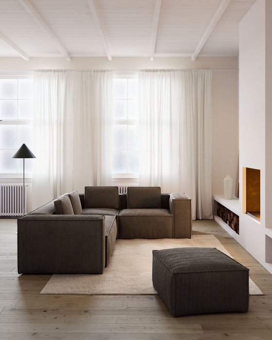 Угловой диван Blok 290х230 серого цвета
