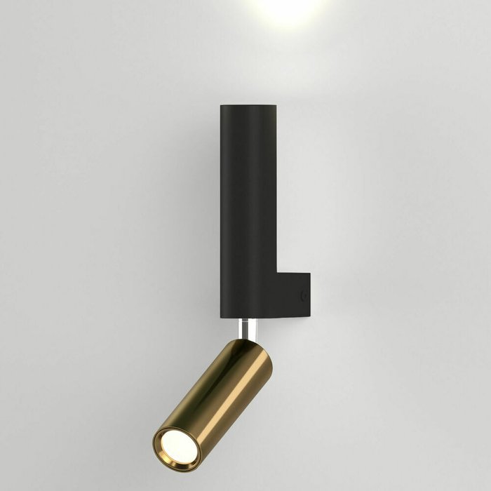 Настенный светодиодный светильник Pitch черно-латунного цвета