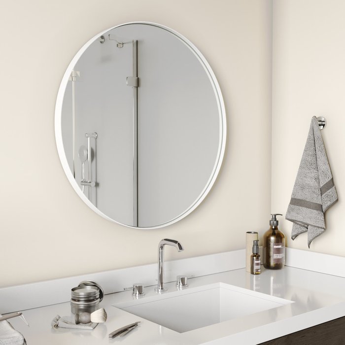 Дизайнерское настенное зеркало Rauntel M в раме белого цвета - купить Настенные зеркала по цене 14900.0