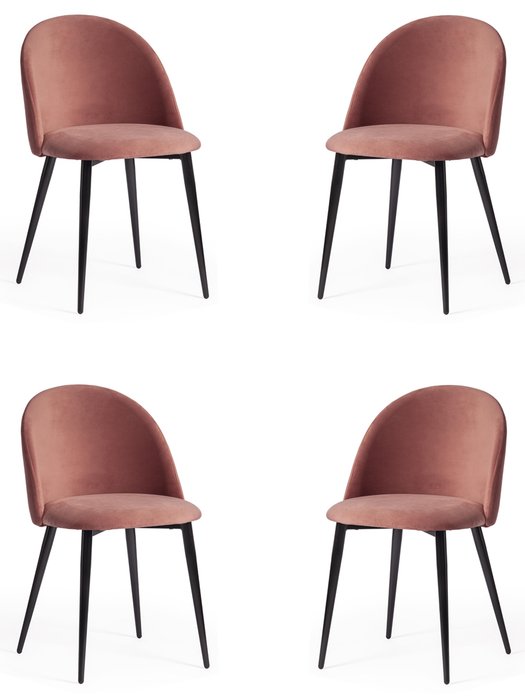 Набор из четырех стульев Monro кораллового цвета