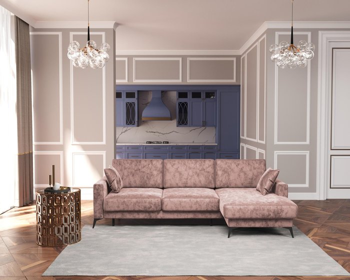 Диван-кровать угловой правый Наоми розового цвета - лучшие Угловые диваны в INMYROOM