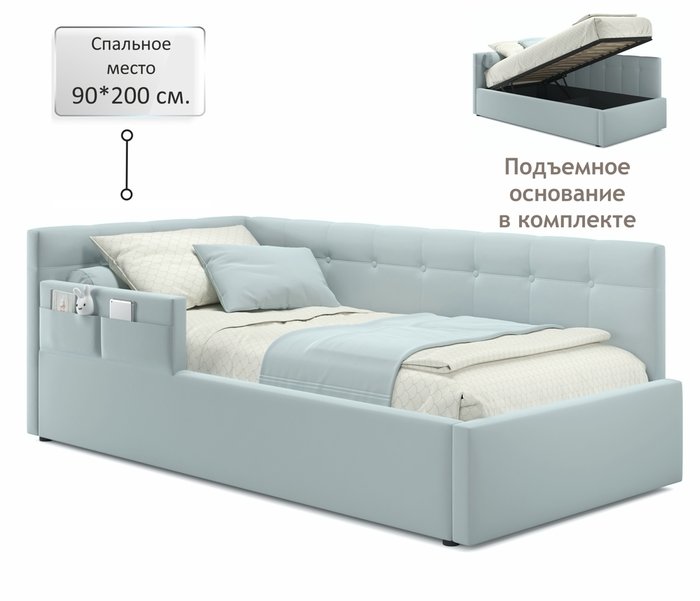 Детская кровать Bonna 90х200 голубого цвета с подъемным механизмом - лучшие Одноярусные кроватки в INMYROOM
