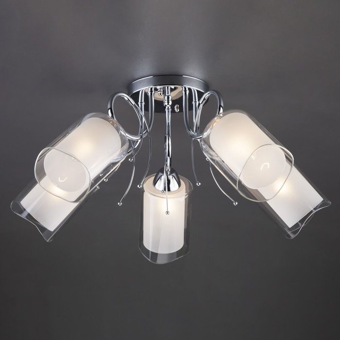 Потолочный светильник с двойными плафонами 30122/5 хром Renee - купить Потолочные люстры по цене 6860.0