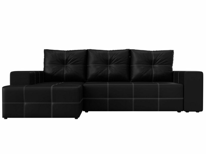Угловой диван-кровать Перри черного цвета (экокожа) левый угол - купить Угловые диваны по цене 59999.0