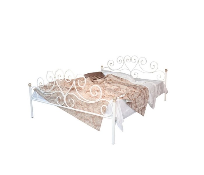 Кованая кровать Кармен 160х200 белого цвета