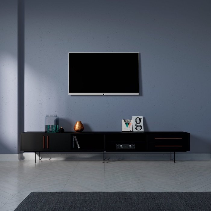 Тумба ТВ  Slim черного цвета - купить Тумбы для ТВ по цене 121320.0