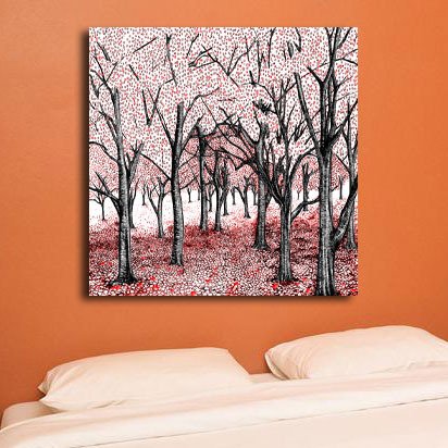 Декоративная картина на холсте: Красный лес