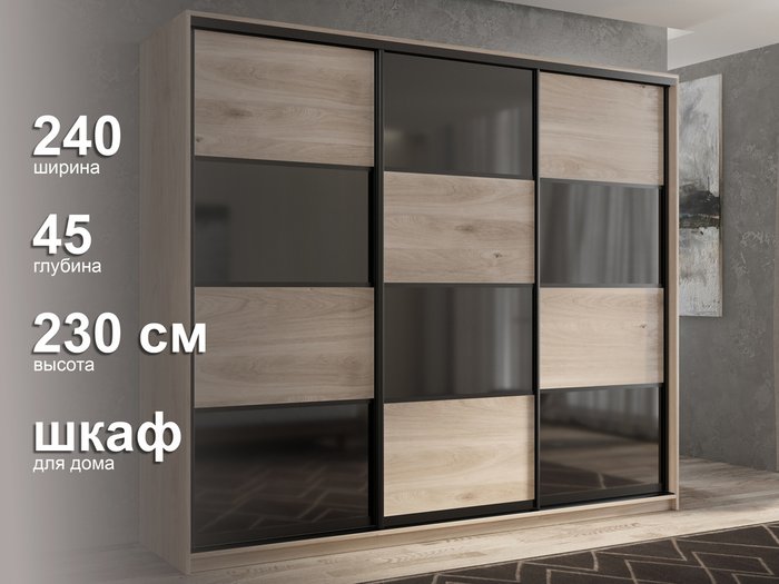 Шкаф-купе Кааппи-13 240 М цвета Кастелло серый  - лучшие Шкафы-купе в INMYROOM