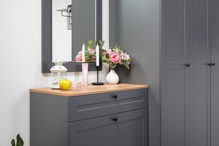 Тумба для обуви Остин графитового цвета - лучшие Тумбы для обуви высокие в INMYROOM Тумба для обуви Остин графитового цвета - лучшие Тумбы для обуви высокие в INMYROOM