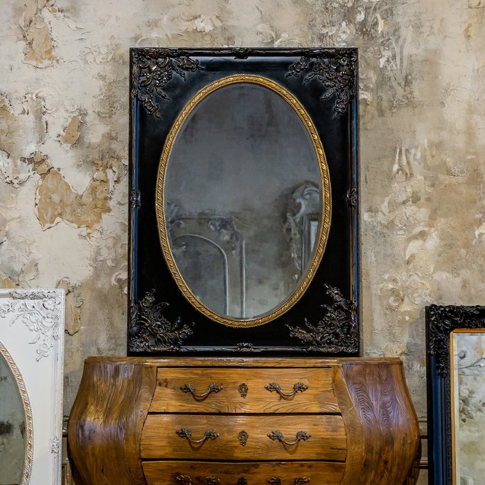Зеркало настенное Орели в раме черного цвета с эффектом патины - купить Настенные зеркала по цене 27000.0