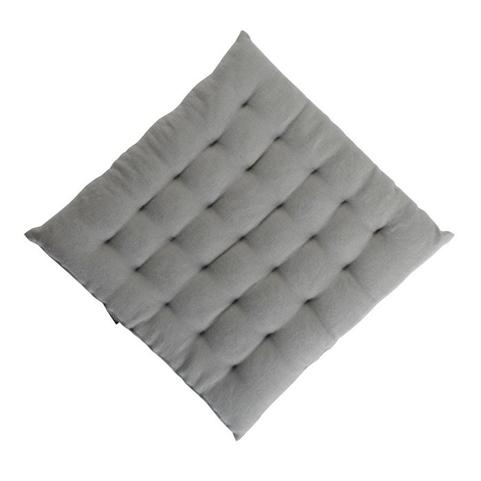 Декоративная подушка на стул из умягченного льна серого цвета