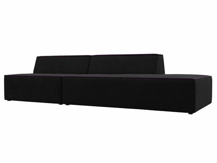 Прямой модульный диван Монс Модерн черного цвета с фиолетовым кантом правый
