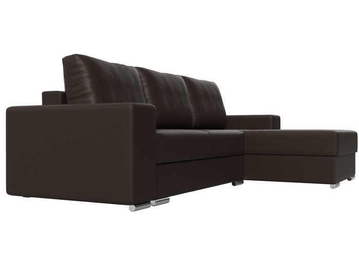 Угловой диван-кровать Дрезден коричневого цвета (экокожа) правый угол - лучшие Угловые диваны в INMYROOM