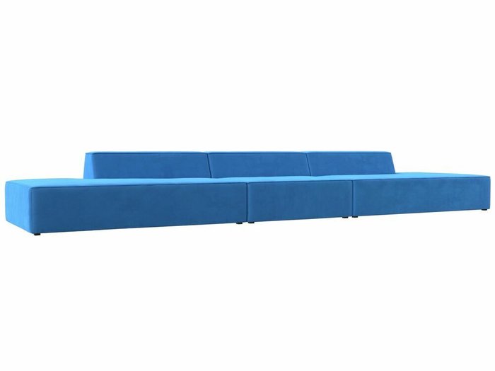 Прямой модульный диван Монс Лонг голубого цвета